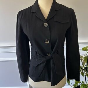 Theory Women's Black Belted Linen Blazer